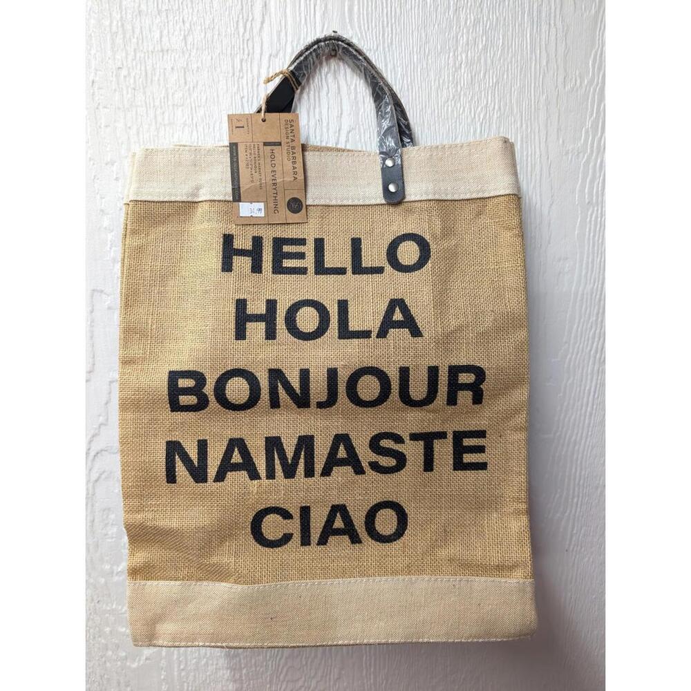 NWT Santa Barbara Design Studio Hello Hola Bonjour Ciao Market Canvas Tote Bag